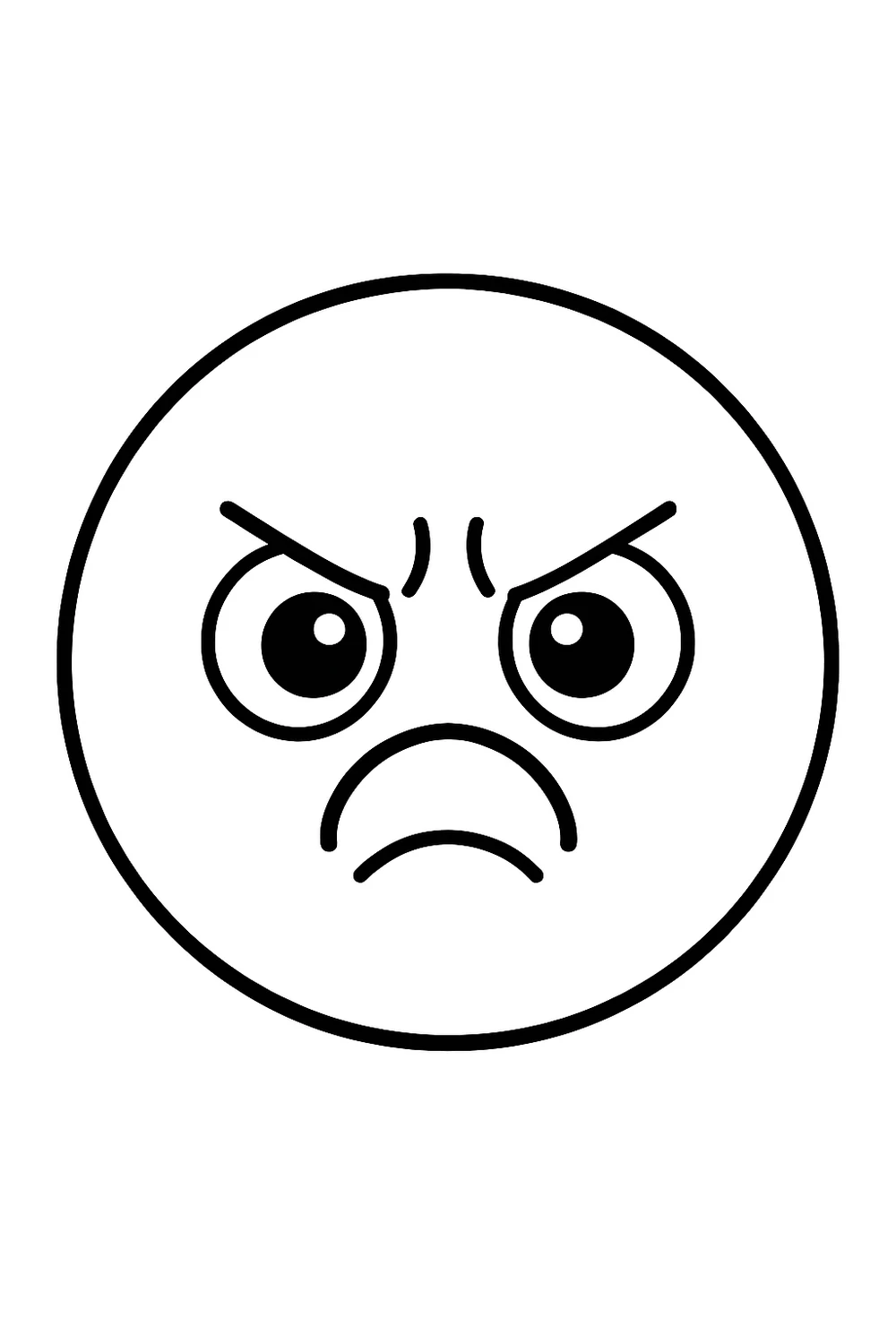 A round face looking angry — free printable emotions coloring pages
