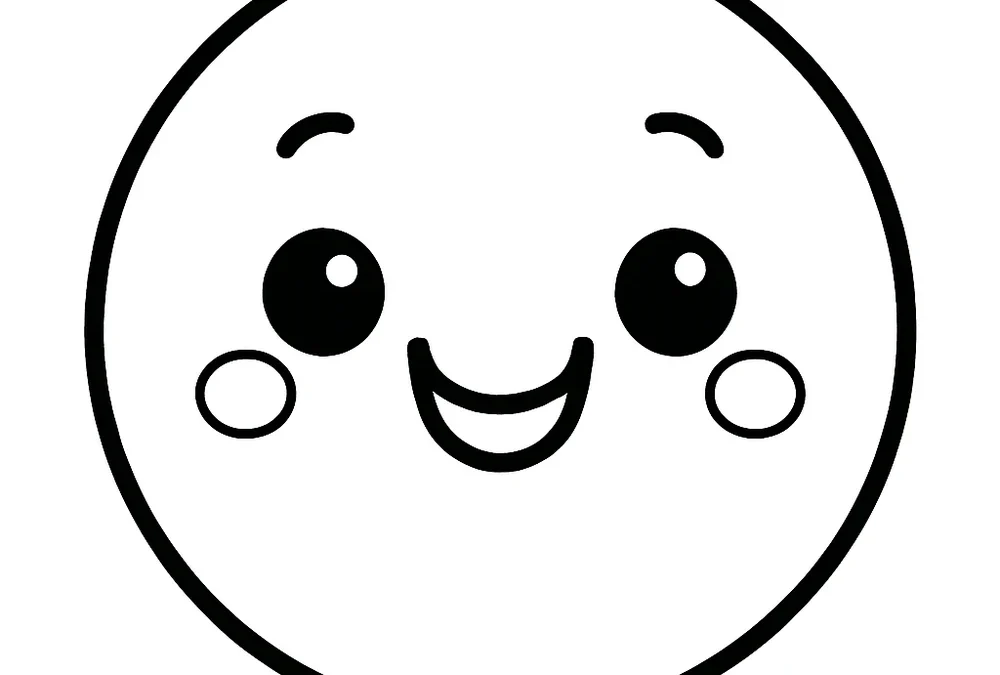 A round face with a big happy smile — free printable emotions coloring pages