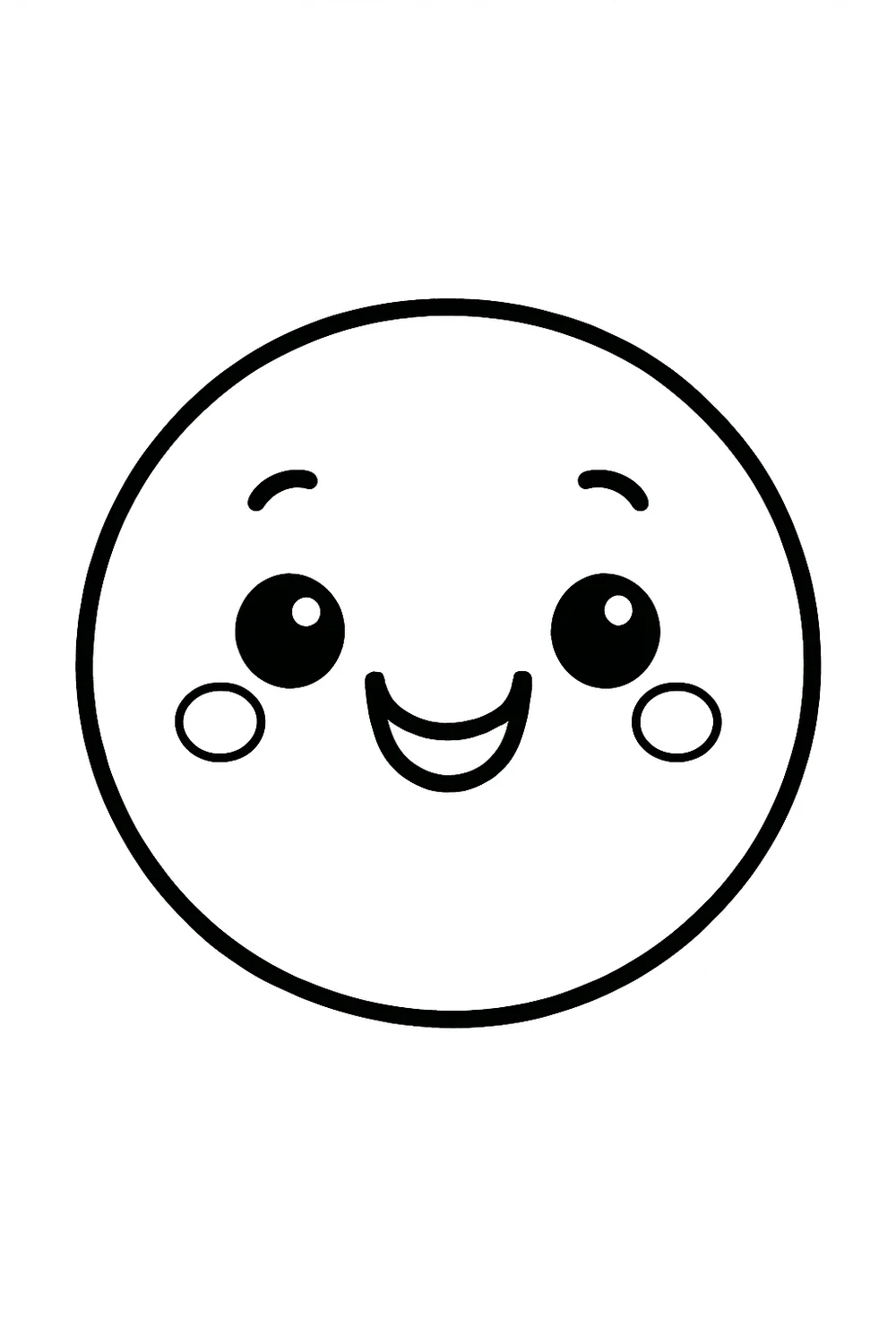 A round face with a big happy smile — free printable emotions coloring pages