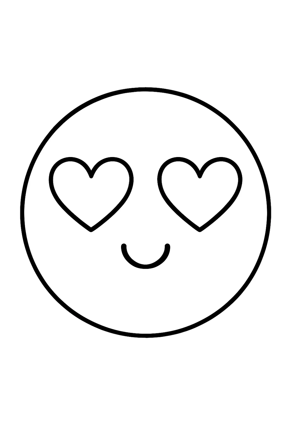 A round face with heart eyes (in love) — free printable emotions coloring pages