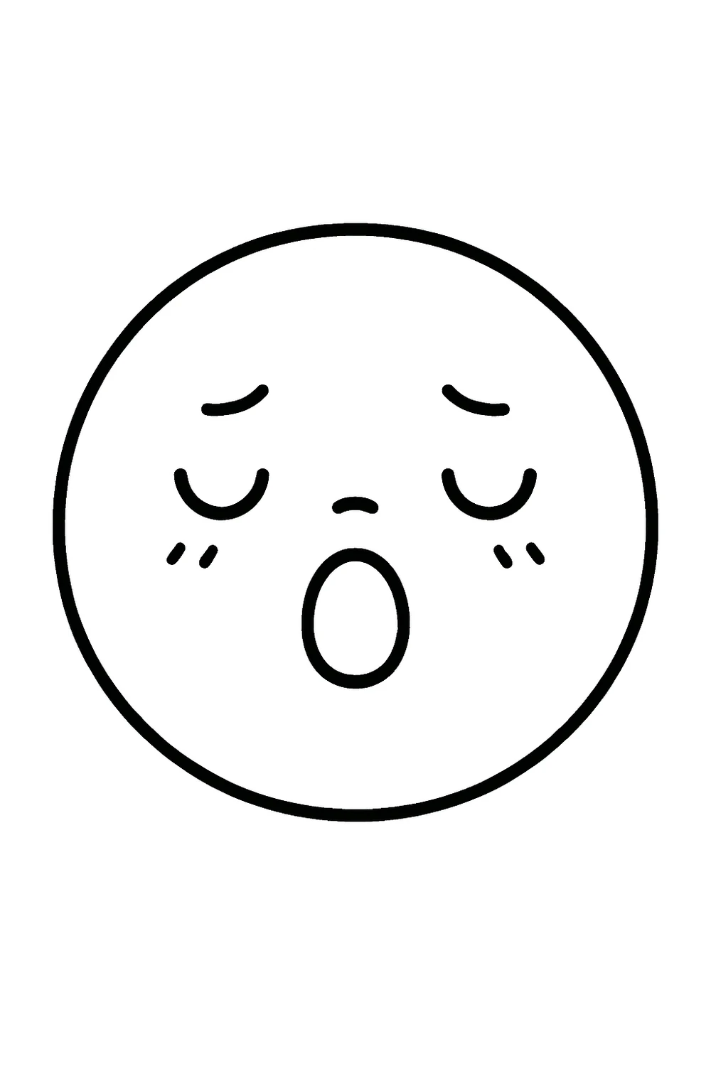 A round face looking sleepy — free printable emotions coloring pages