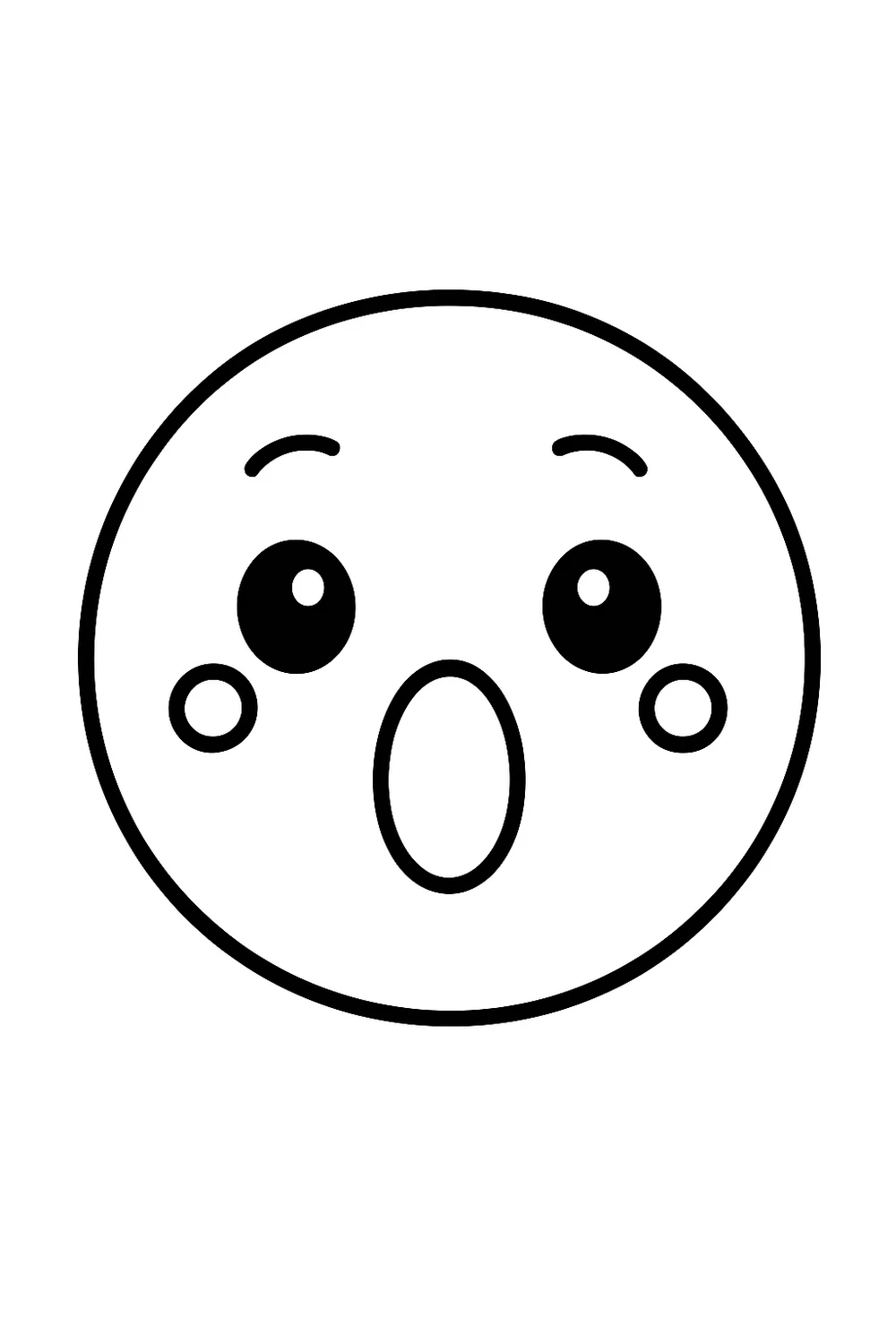 A round face looking surprised — free printable emotions coloring pages
