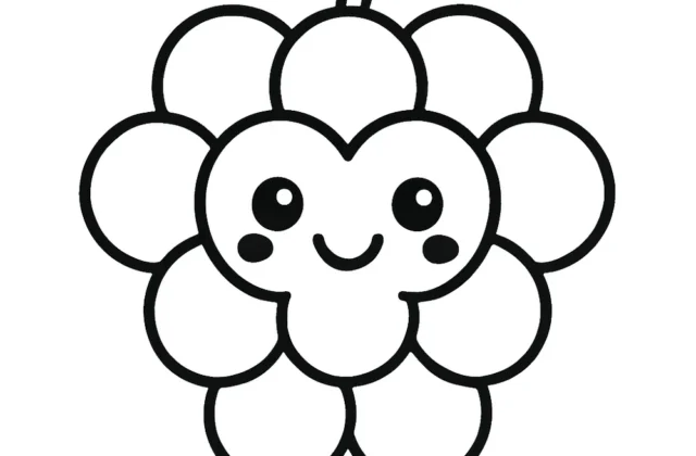 A bunch of grapes with a smiling face — free printable grapes coloring pages
