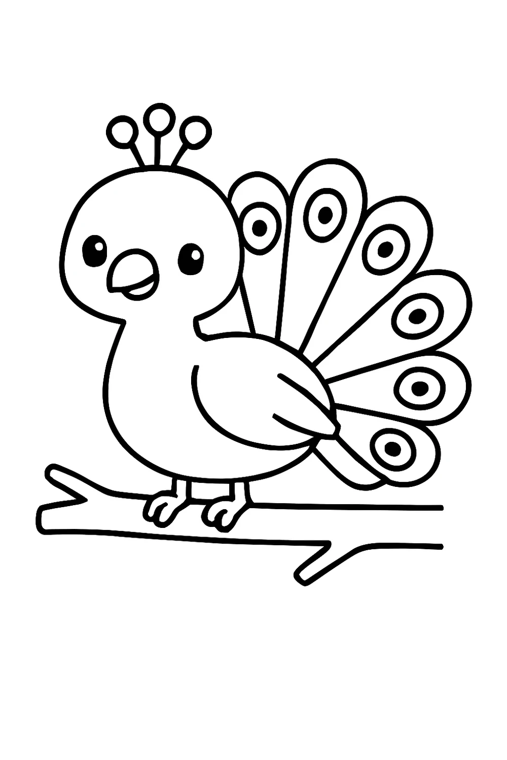 A peacock on a branch — free printable peacock coloring pages