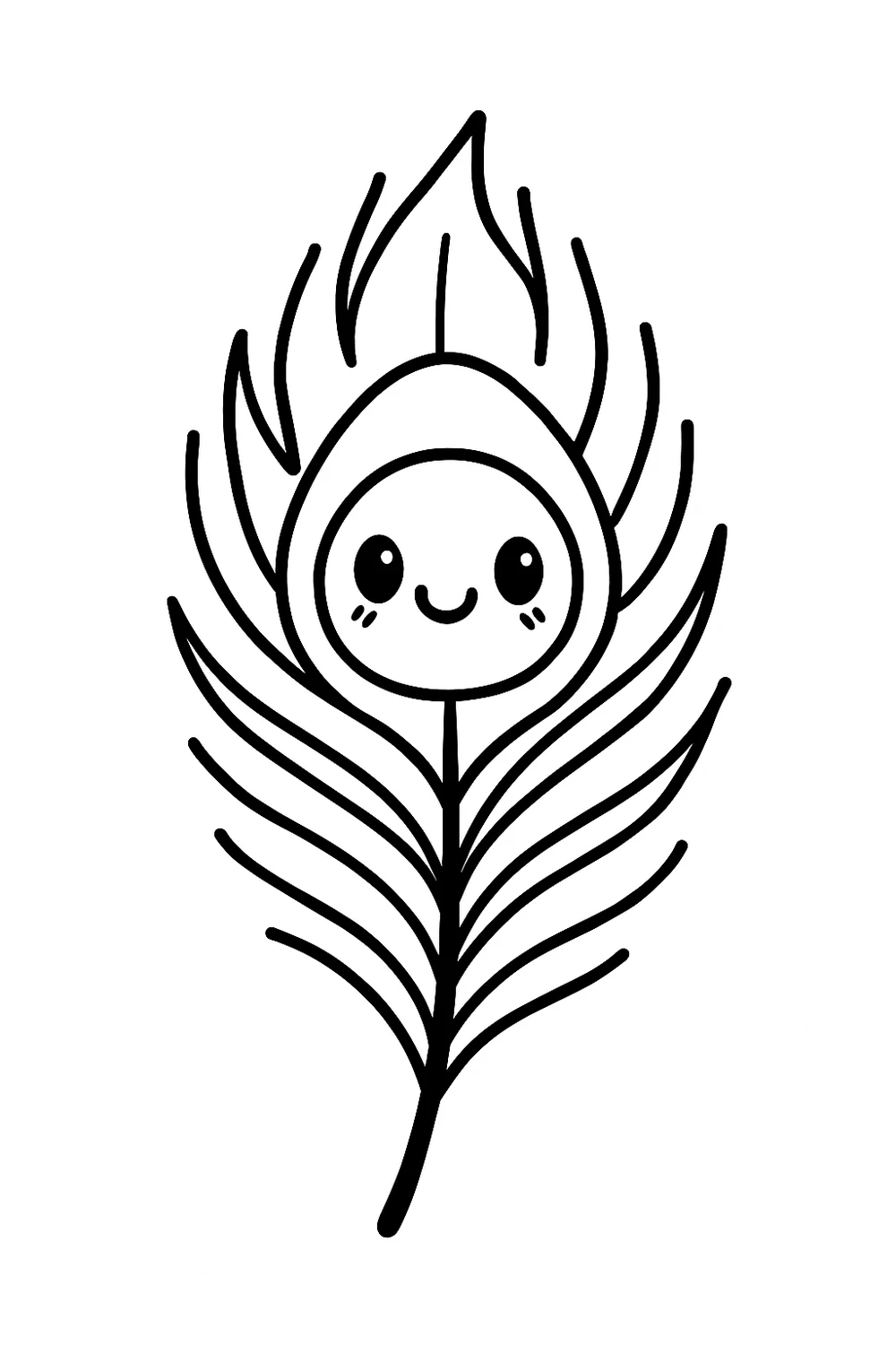 A single peacock feather with an eye pattern — free printable peacock coloring pages