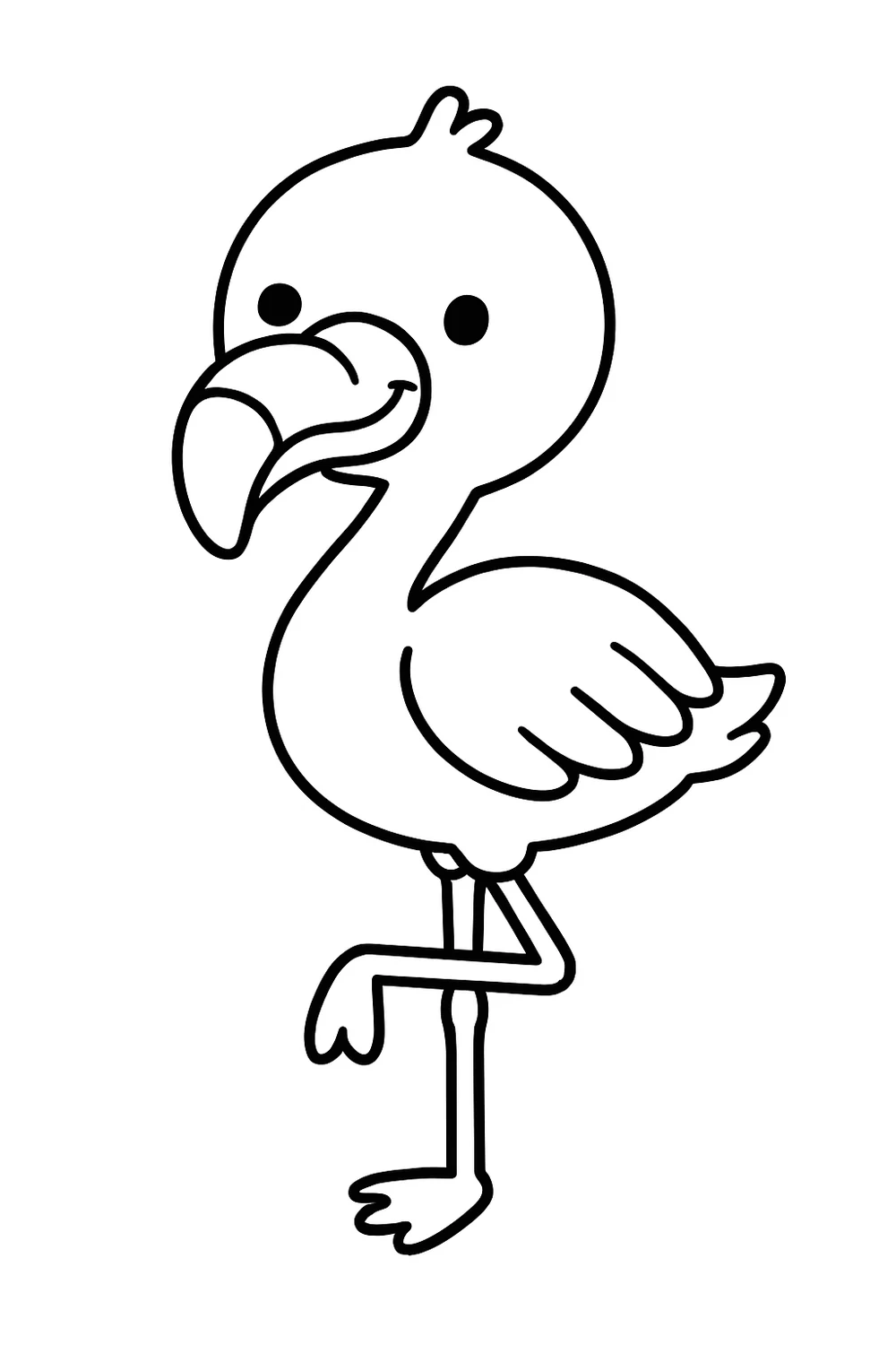 Flamingo standing on one leg — free printable bird coloring pages